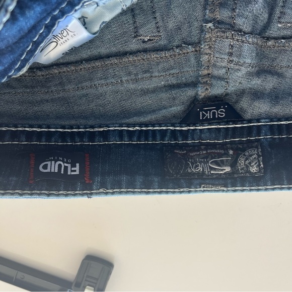 Silver Suki Capri Dark Modern Style Stretch Heavy Stitching Cropped Fluid Denim - Picture 6 of 12